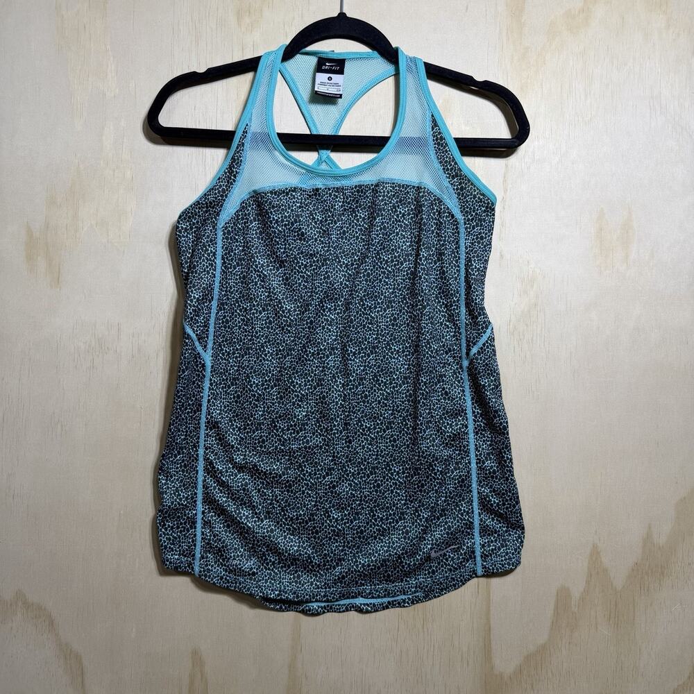 Nike Dri-FIT Racerback Tank Top Women’s Small Blue Print Athletic Running Gym